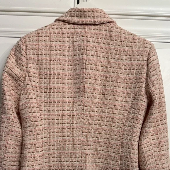 Suzy Shier Size Small Pink Tweed Single Breasted Blazer 3 Buttons Two Pockets - Picture 6 of 8